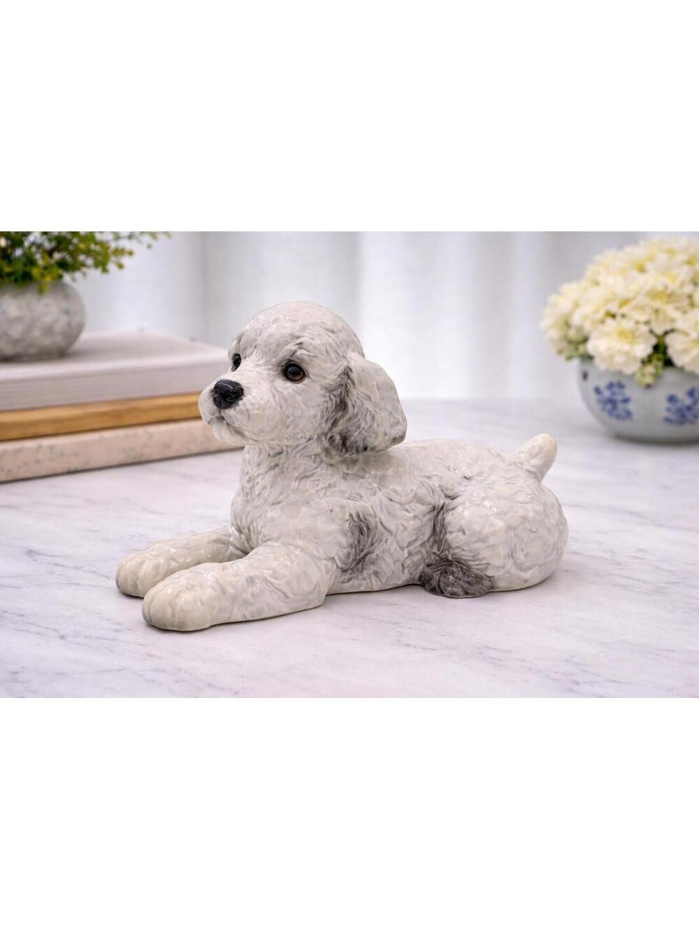 Vintage Goebel White and Gray Porcelain Poodle Figurine
